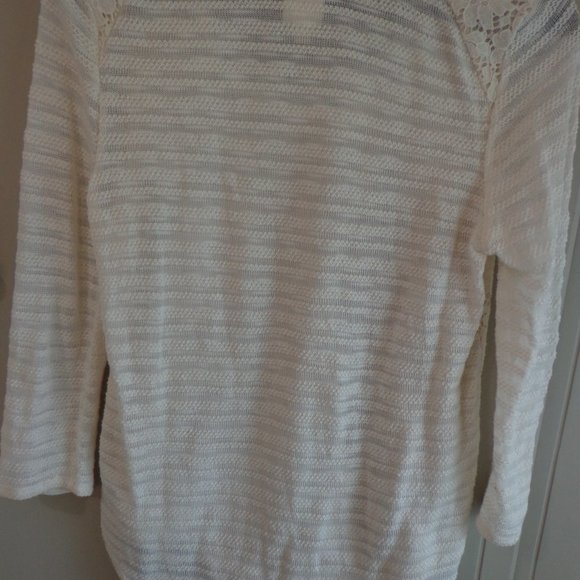 FIRM NWT Anthropologie one september Laceveiled Pullover XS Ivory 3/4 Sleeves - Picture 14 of 16